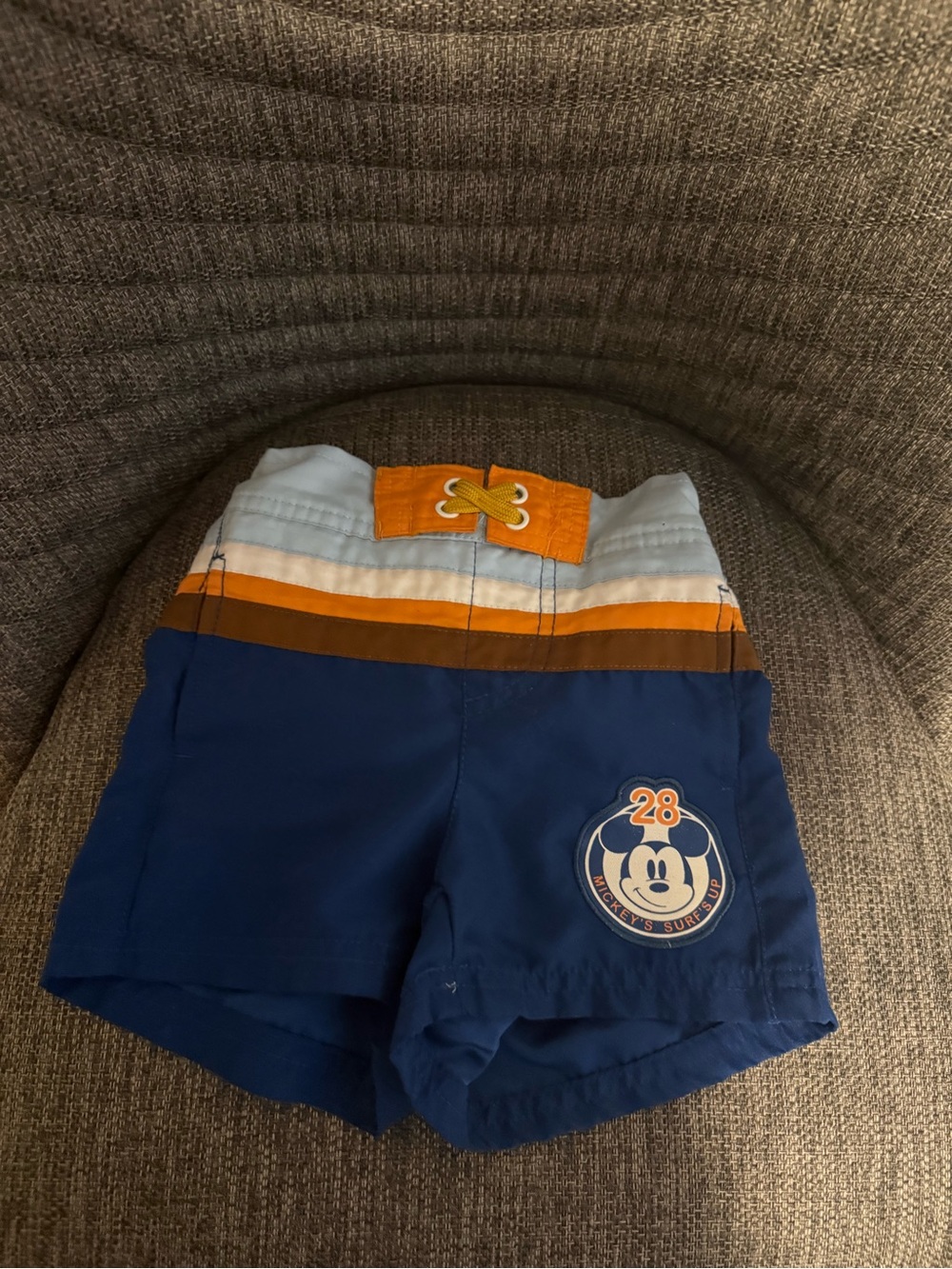 Disney store Boys Blue Orange Stripe Mickey Swim bottoms